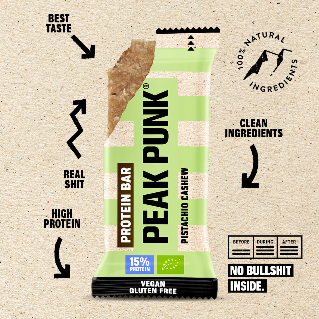 Peak Punk Bio Protein Bar de Pistácio e Caju