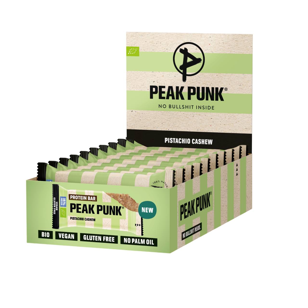 Peak Punk Bio Protein Bar de Pistácio e Caju 12x55g