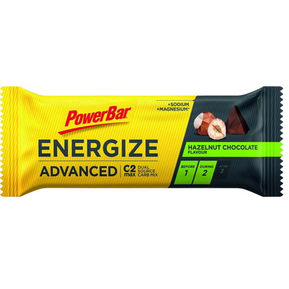 Powerbar Energize Advanced Chocolate Avelã Hazelnut Chocolate 55g C2MAX carboidratos glicose e frutose magnésio sódio Cologne List