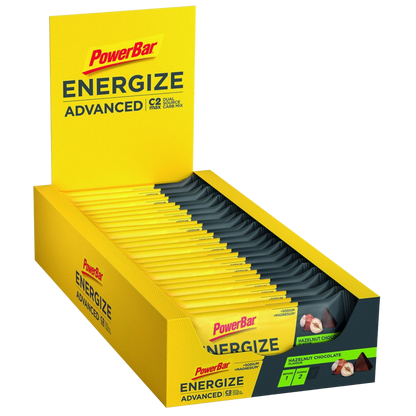 Powerbar Energize Advanced Chocolate Avelã Hazelnut Chocolate 15x55g C2MAX carboidratos glicose e frutose magnésio sódio Cologne List