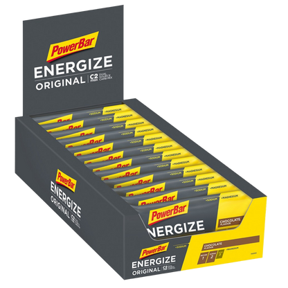 Powerbar Energize Original Chocolate 15x55g C2MAX Dual Source Carb Mix Sódio Magnésio Sem Corantes e Conservantes Cologne List 