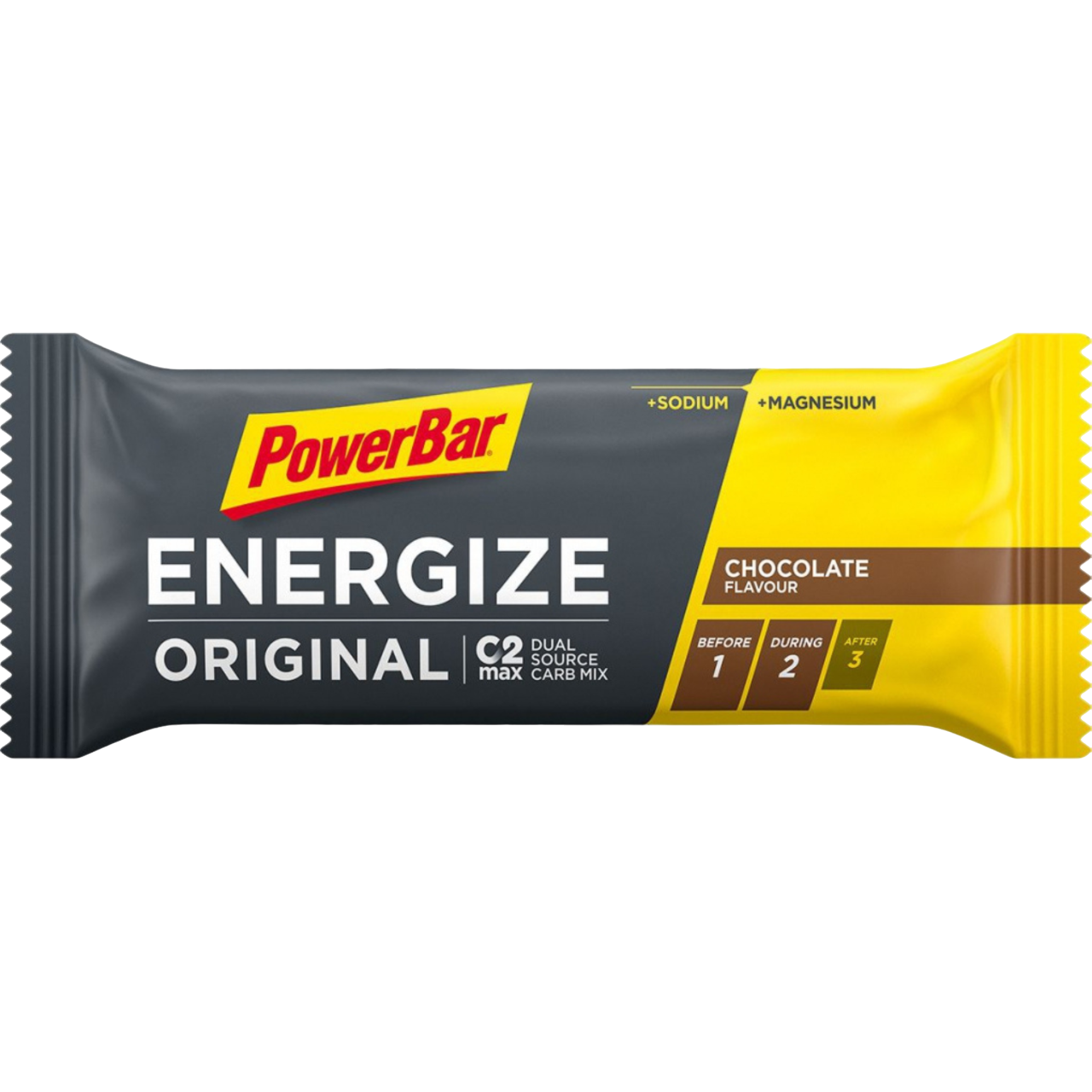 Powerbar Energize Original Chocolate 55g C2MAX Dual Source Carb Mix Sódio Magnésio Sem Corantes e Conservantes Cologne List 