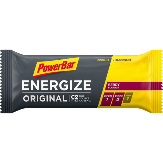 Powerbar Energize Original Frutos Silvestres Berry Flavour 55g C2MAX Dual Source Carb Mix Sódio Magnésio Sem Corantes e Conservantes Cologne List 