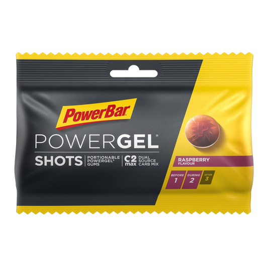 Powerbar PowerGel Shots Framboesa Raspberry 60g hidratos de carbono C2MAX Dual Source Carb Mix recheio de gel líquido aromas naturais Sem conservantes vitamina B6 Cologne List