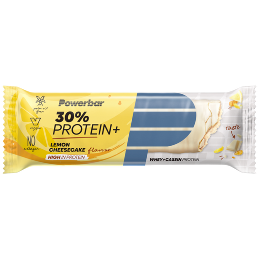 Powerbar ProteinPlus 30% Cheeseake de Limão Lemon Cheesecake 55g Altamente proteica Caseína proteína whey Sem aspartame Vegan Cologne List