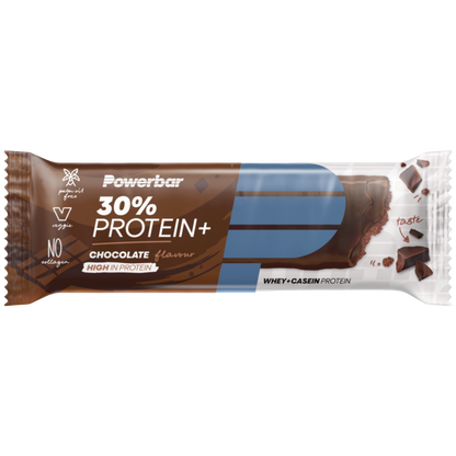 Powerbar ProteinPlus 30% Chocolate 55g Altamente proteica Caseína proteína whey Sem aspartame Vegan Cologne List