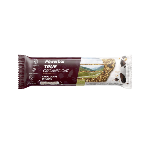 Powerbar True Organic OAT Pedaços de Chocolate Chocolate Chunks 40g aveia tâmaras frutos secos 100% vegetal 100% biológico cacau Fairtrade Cologne List 