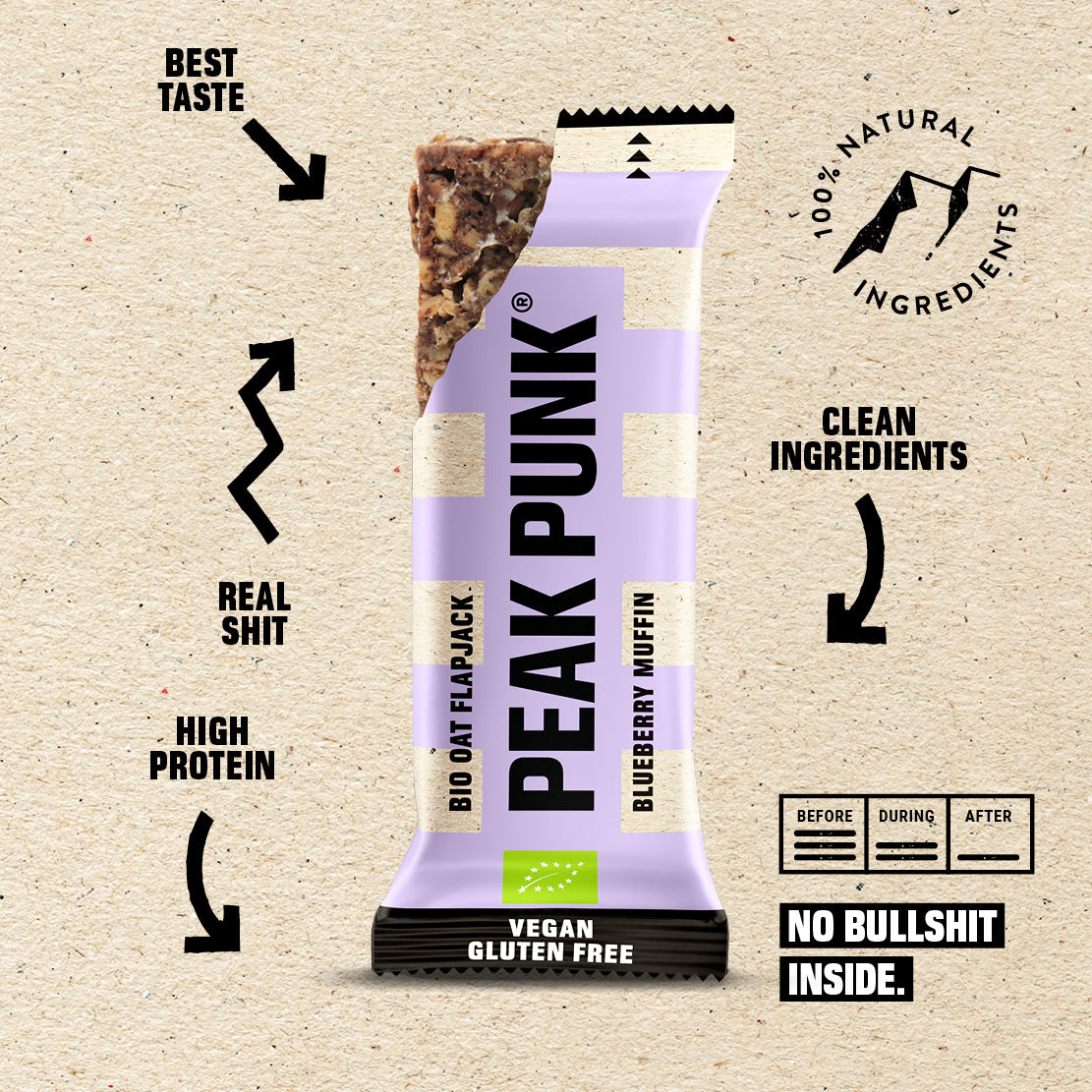 Peak Punk Bio Oat Flapjack Muffin de Mirtilo