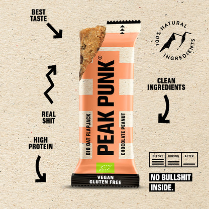 Peak Punk Bio Oat Flapjack Chocolate e Amendoim