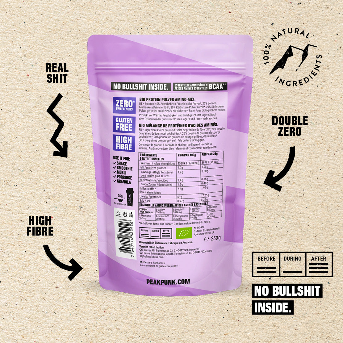 PEAK PUNK Bio Funky Vanilla Protein Powder 250g