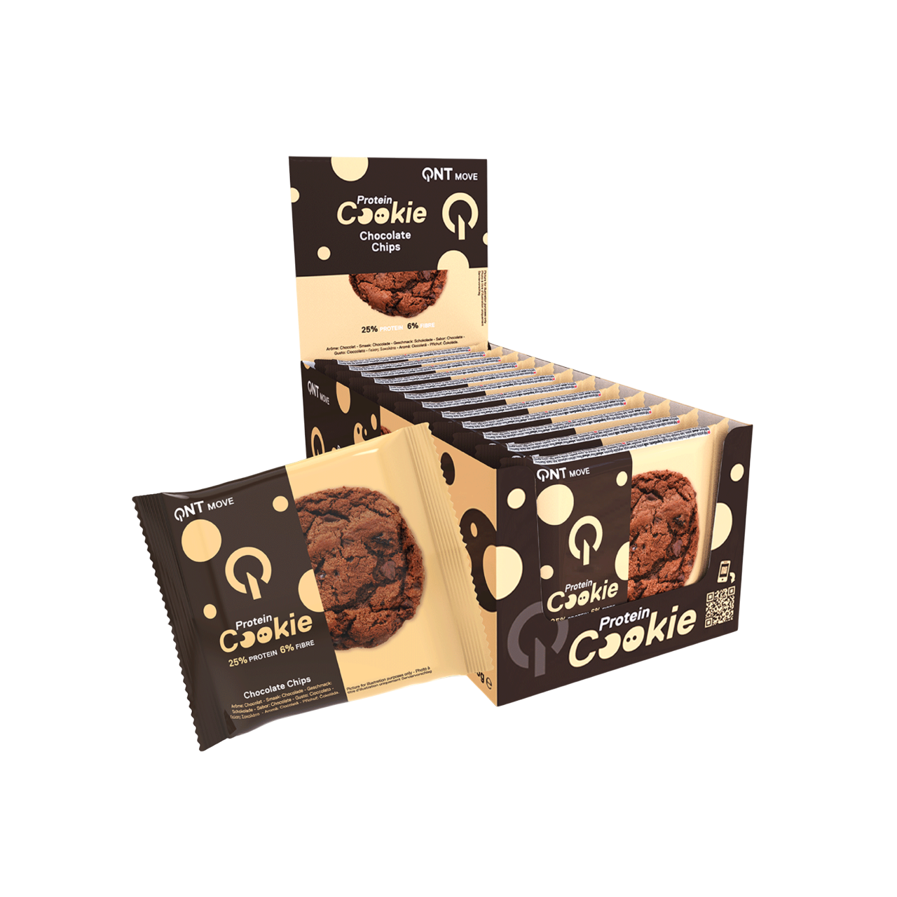QNT Protein Cookie Chocolate Chips 12x60g
25% Protein
High Protein
High Fiber