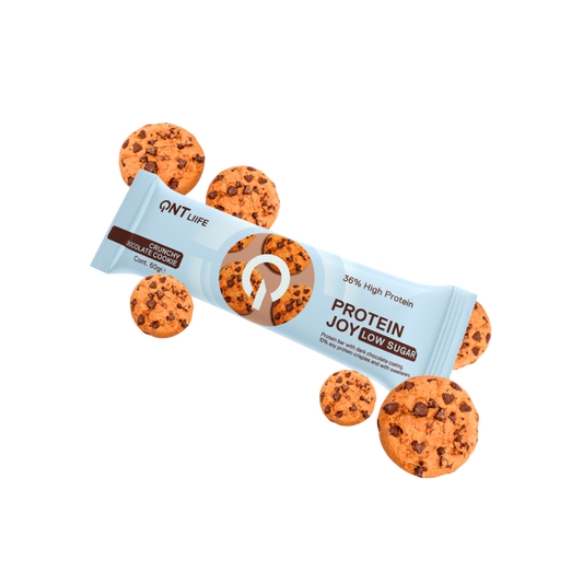QNT Protein Joy Low Sugar Crunchy Chocolate Cookie 60g
38% de proteína de alta qualidade por barra
baixo teor de açúcar