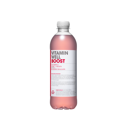 Vitamin Well BOOST Mirtilo/Framboesa 500ml Vitamina C Zinco Selénio extratos de frutas minerais frutose sistema imunitário 